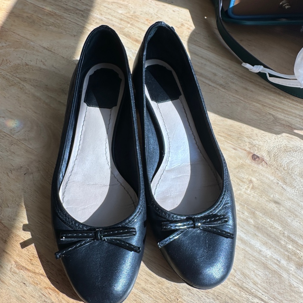 Dior Black Leather Flats with Bow